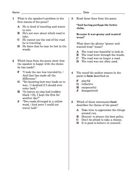 the road not taken pdf question answer